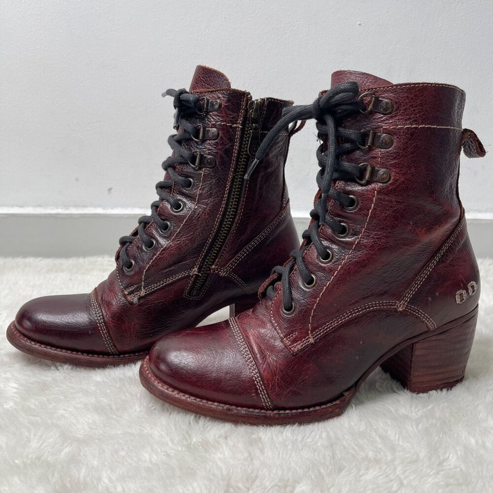 Bed Stu Dark Red Judgement Laced Combat Boot